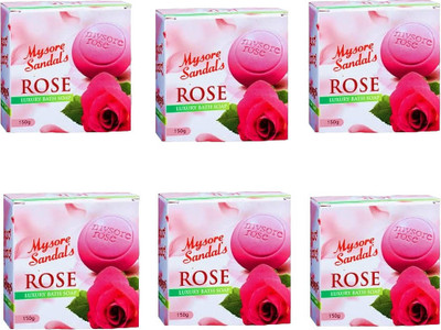 MYSORE SANDAL Rose soap 150gm (pack of 6)(6 x 150 g)