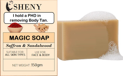 Sheny Soap Sandal Wood And Saffron for DeTan and Glowing Brightening(150 g)