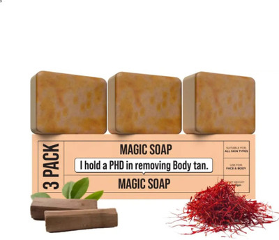 GLOWLIX Magic Soap Sandalwood & Saffron Magic Acidec Bath Soap, Paraben Free, Handmade 4(3 x 100 g)