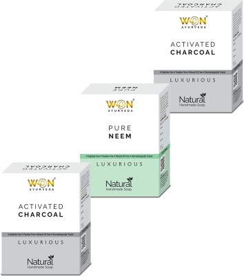 won ayurveda WON Activated Charcoal & Pure Neem Soap - Pack Of 3(3 x 100 g)