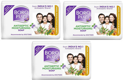 BOROPLUS Antiseptic Moisturising Bathing Soap With Neem, Eucalyptus & Honey (3X125g)(3 x 125 g)