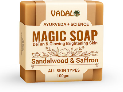 Vadalo Magic Soap Ingredients with Sandalwood & Saffron || De-Tan Removal, Glowing Skin(100 g)