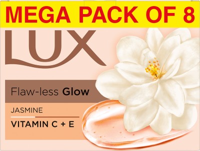 LUX Velvet Glow Jasmine & Vitamin E Soap Bar, Bathing Soap(8 x 150 g)