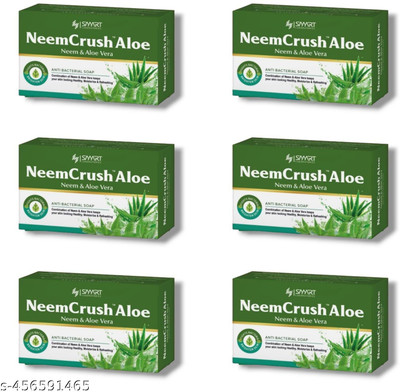smart laboratories NEEM CRUSH ALOE SOAP |NEEM & ALOE VERA| PACK OF 6*75GMS(6 x 75 g)