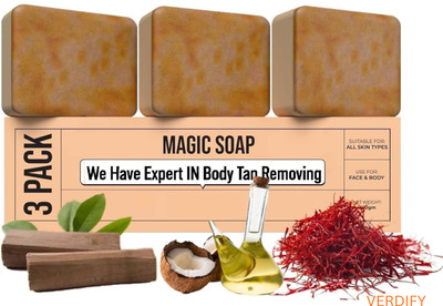 VERDIFY 75. Herbal Magic Soap – Sandal Glow & DeTan Skin Bar(3 x 100 g)