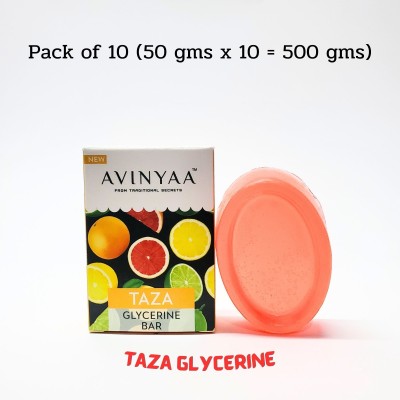 avinyaa Taza Glycerine Bar with Vit-C for Fresh, Soft and Youthful Skin(10 x 50 g)