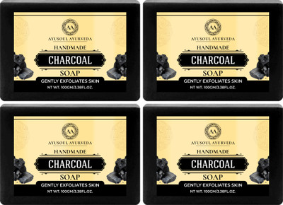 Ayusoul Ayurveda Activated Charcoal Bath Soap(4 x 100 g)