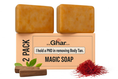 DHOR Magic Soap Sandal Wood And Saffron for DeTan and Glowing Brightening Skin(2 x 100 g)
