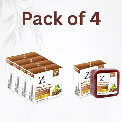 ZEROIC Natural Handmade Amla, Aritha & Shikakai Shampoo Bar, Sulphate & Paraben Free(4 x 100 g)