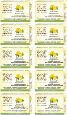 Nature League LEMON & PEPPERMINT, Natural Handmade Cooling Soap with ,No SLS & Paraben(10 x 100 g)