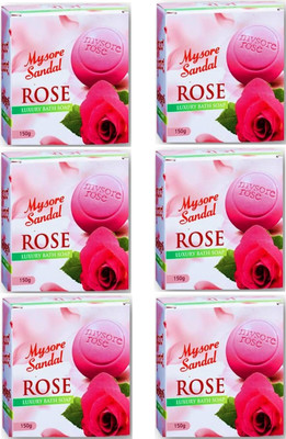 MYSORE SANDAL Rose Soap 150g Pack Of 6(6 x 150 g)