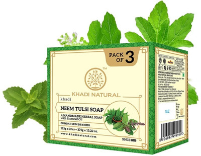 KHADI NATURAL Herbal Neem Tulsi Soap set of 125gm X 3(375 g)