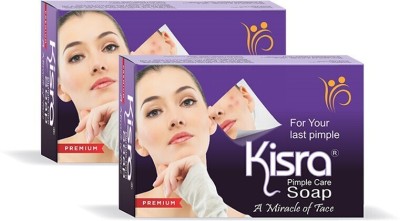 KISRA Premium Acne Prone Skin - Controls Acne Development - Clears Out Clogged Pores - Formulated Specially To Create A Barrier Against Acne Development – Pimple Care Soap(2 x 100 g)