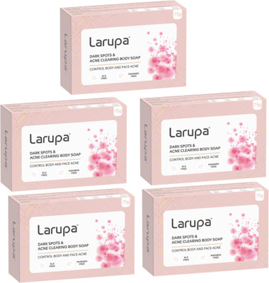 Larupa Dark Spots & Acne Clearing Body Soap | Prevents Body Acne, Bumpy Skin(5 x 75 g)