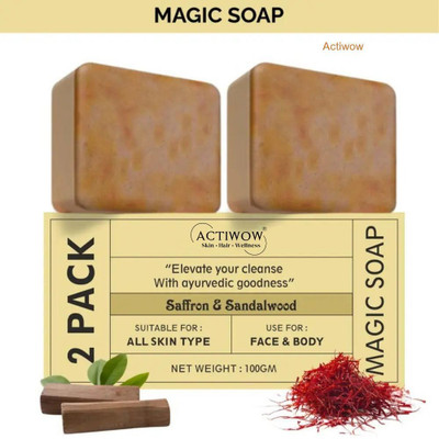 ACTIWOW Magic Soap Citrus Peel Bar for Deep Clean and Glow 2Pcs(2 x 100 g)