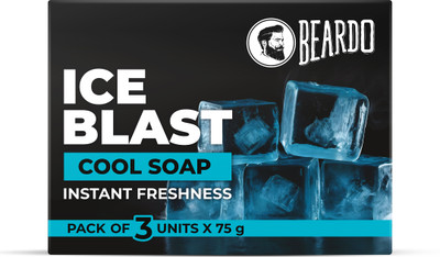 BEARDO Ice Blast Cool Soap Bathing Bar | Instant Freshness | Cooling & Soothing For Men(3 x 75 g)