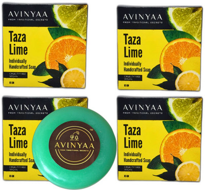 avinyaa Lime Handmade Citrus Bar with Treasure of Vitamin-C for Refreshing Bathing bar(4 x 21.25 g)