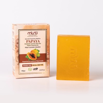 MISTI HERBAL REMEDIES Papaya Soap Pure Natural Herbal Handmade Ayurvedic Cleansing Bar 100 gram(100 g)