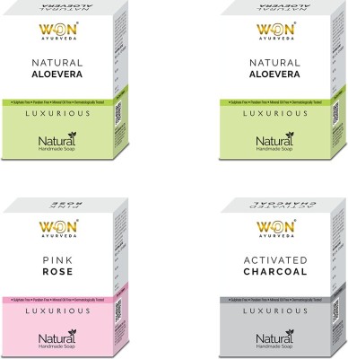 won ayurveda Charcoal, Rose & Aloevera Soap - (Pack Of 4)(4 x 100 g)