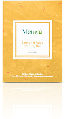 Metayu Saffron & Rose Bathing Bar, Luxurious Soap Bar with Pure Saffron Strands(100 g)