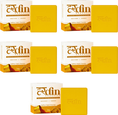 Hardin Organics Haldi Chandan Soap for Glowing Skin | Tan Removal & Hydration(5 x 100 g)