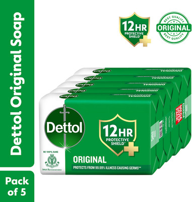 Dettol Original Bathing Soap for Men & Women, for Face, Body & Hands, Combo for Summer(5 x 125 g)