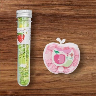asija makeovers Tube Shape Bottle Paper Soap with Apple Shape Portable Disposable Paper Soap(2 x 10 g)