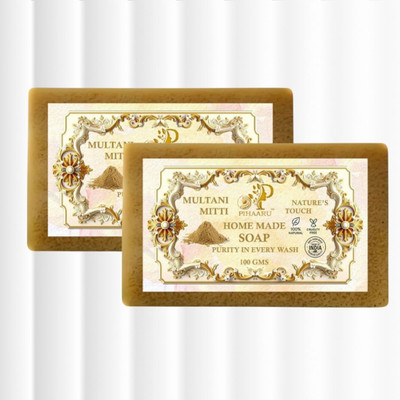 Pihaaru Pack of 2 Multani Mitti Soap – Refreshing Herbal Touch (200g),(2 x 100 g)