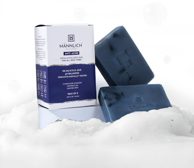Mannlich Anti Acne Soap with 2% Salicylic & Lactic Acid | Prevents Acne, Blemishes, Scars(2 x 75 g)