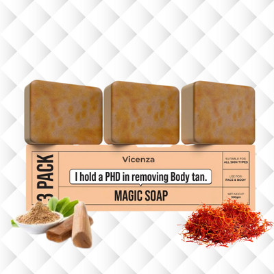 Vicenza Magic Soaps For Bath | tan remove soap Natural Herbal Glow Cleanser 47(3 x 100 g)