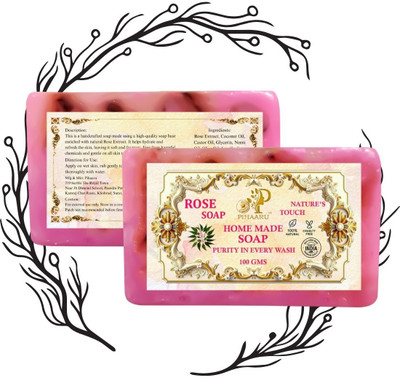 Pihaaru Pack of 2 ,Rose Spa Soap Bar – For Silky Smooth Skin (200gm)/(2 x 100 g)