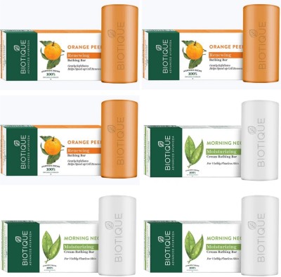 BIOTIQUE Bathing Bar 150g - Orange Peel Qty-3 & Morning Nectar Qty-3(6 x 150 g)