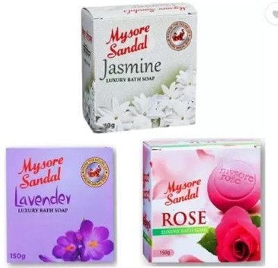 MYSORE SANDAL Rose, Jasmine & Lavender Bath Soap(3 x 150 g)