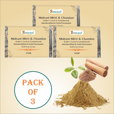 Srishma MULTANI MITTI AND CHANDAN SOAP: brightens for a youthful glow (Pack of 3)(3 x 125 g)
