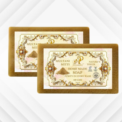 Pihaaru Pack of 2 Multani Mitti Body & Face Soap Pure Natural Bar(200g);(2 x 100 g)