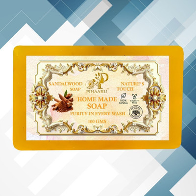 Pihaaru Herbal Sandalwood Soap – Deep Cleansing with Nature’s Touch (100gm),(100 g)