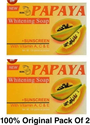 Rdl PAPAYA WHITENING SOAP (PACK OF 2PCS)(2 x 135 g)