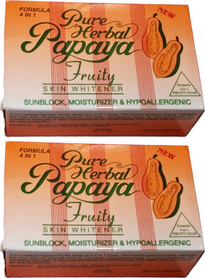 Pure Herbal Papaya Fruity Skin Whitener Soap -135g Pack Of 2(2 x 135 g)