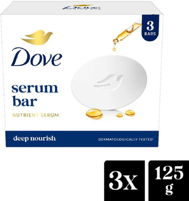 DOVE Cream Beauty Bathing Bar For 24 Hour Nourished Skin with Nutrient Serum(3 x 125 g)