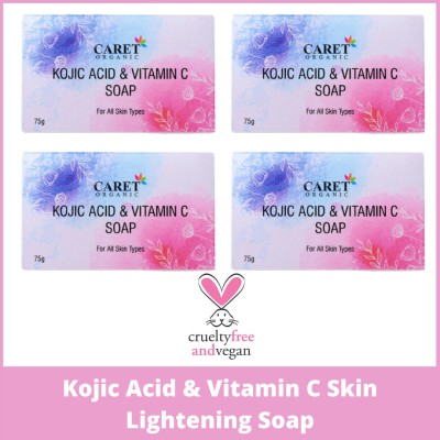 Caret Organic Skin Lightening Soap with Kojic Acid, Vitamin C & Licorice Extract | Dermatologically Tested, Paraben Free - 75g (4)(4 x 75 g)