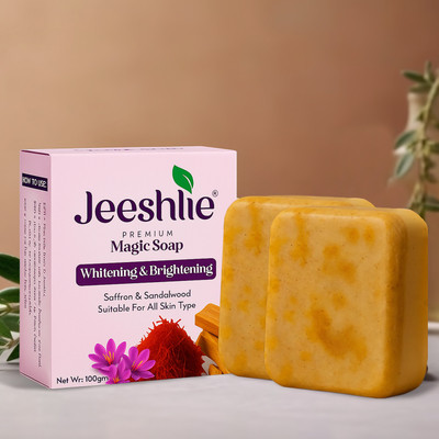 jeeshlie Premium Magic Soap with Saffron & Sandalwood | Whitening, Brightening(2 x 100 g)
