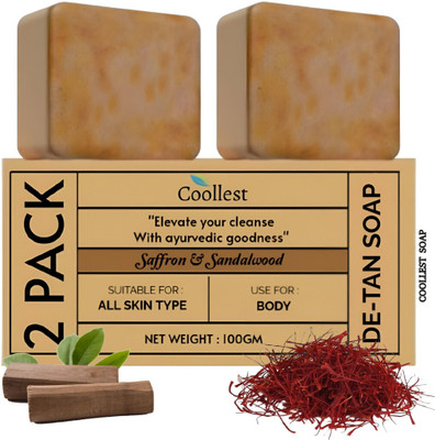 coollest DETAN Soap Sandal Wood And Saffron Soap For Glowing & Refreshing SkinPF(2 x 50 g)