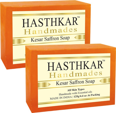 HASTHKAR Handmades Glycerine Kesar Saffron Soap-125gm pack of 2(2 x 125 g)