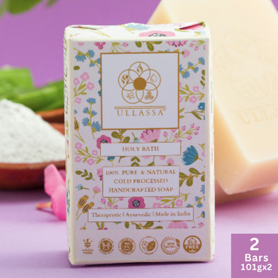ULLASSA Basil Geranium Aromatherapy Soap Skin Lightening Anti Acne Natural Bathing Bar(2 x 101 g)
