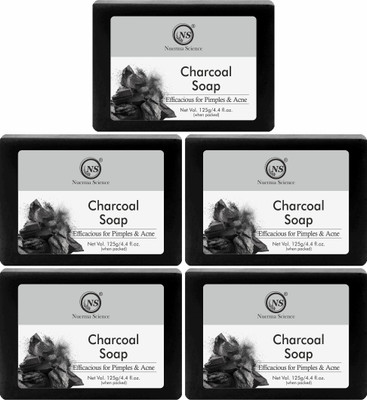 Nuerma Science Herbal Natural Activated Charcoal Bath Soap Handmade Soap(5 x 125 g)