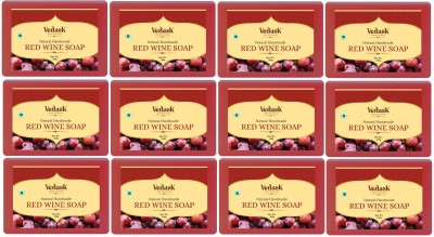 Vedask Ayurveda Natural Herbal Handmade Red wine Bath Soap for Body,Face & Hair(12 x 100 g)