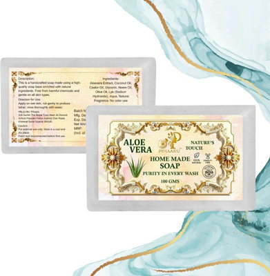 Pihaaru Pack of 2 Aloe Vera Refresh Bar Handmade Herbal Cleanser(200g)[(2 x 100 g)