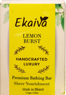 Ekaiva Organics Lemon Burst Soap | Handmade, Natural | Brightening & Oil Control | Daily Use(125 g)