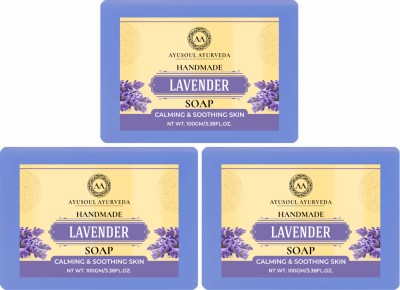 Ayusoul Ayurveda Khadi Herbal Natural Lavender Bath Soap for Soothing & Natural Skin(3 x 100 g)