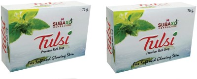 Subaxo Herbal Tulsi Soap|Skin Lightening & Brightening Soap|2 Pc Each 75 G(2 x 75 g)